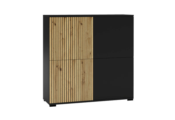 RASS komód, 100x102x40, fekete matt/tölgy -  - 0