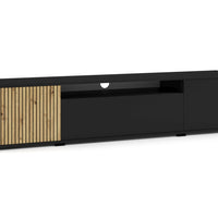 RASS TV asztal, 200x44x40, fekete matt/tölgy -  - 0