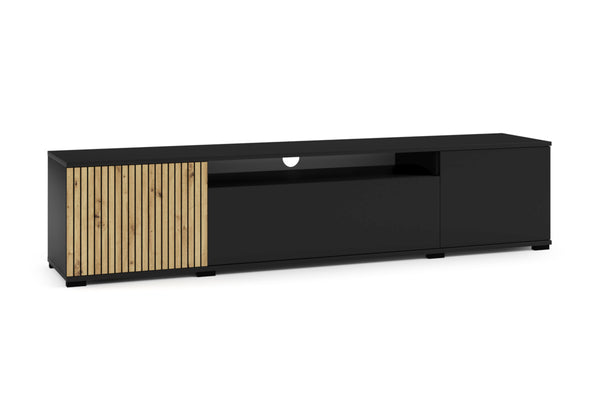 RASS TV asztal, 200x44x40, fekete matt/tölgy -  - 0