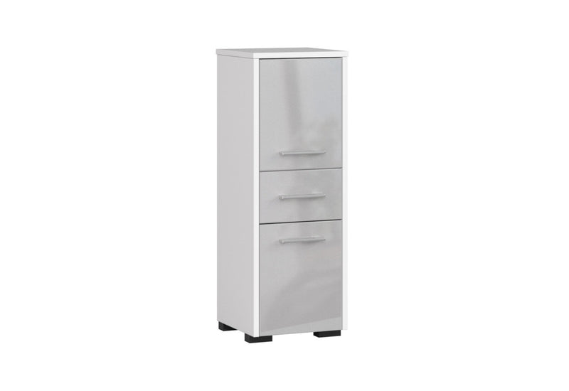 FINIK fürdőszoba szekrény, 30x85x30, fehér/szürke fényes -  - 0