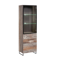 PLANE magas vitrines szekrény, 60x194x40, tölgy kanion/fekete -  - 0