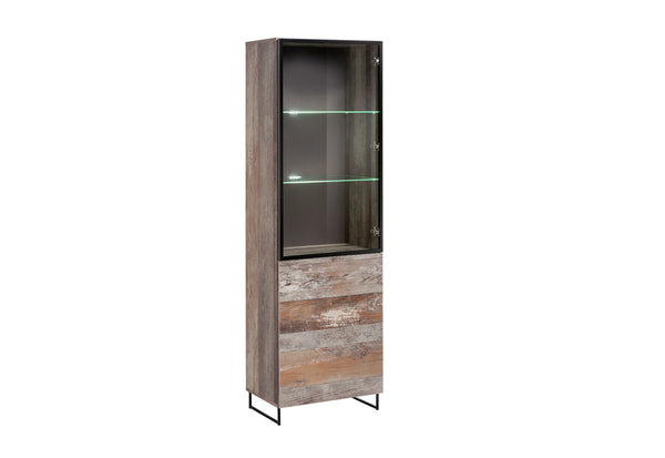 PLANE magas vitrines szekrény, 60x194x40, tölgy kanion/fekete -  - 0