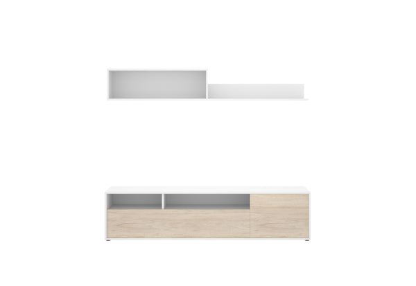 BAYO nappali fal, 180x44x35, fehér/természetes -  - 0