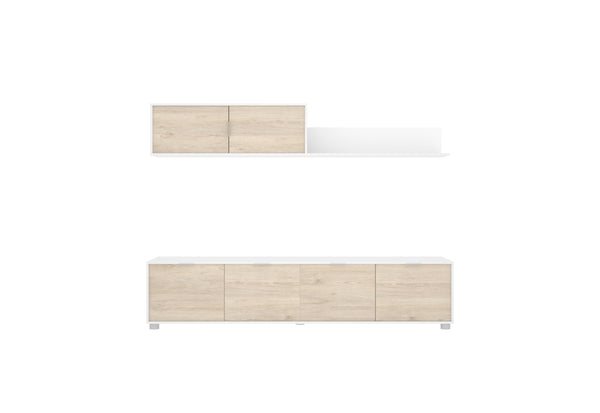 LIMANA nappali fal, 200x43x40, fehér/természetes -  - 0
