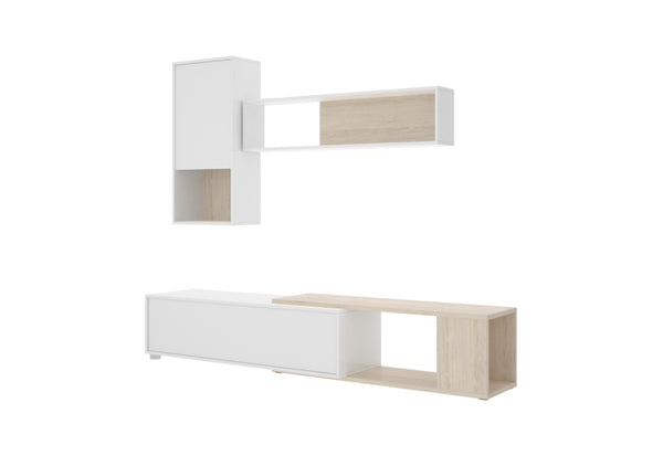 OBILO nappali fal, 180/230x180x41, fehér fényes/természetes -  - 0