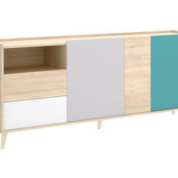 NOVAR 3 komód, 180x75x43, fehér/szürke/barna/zöld -  - 0