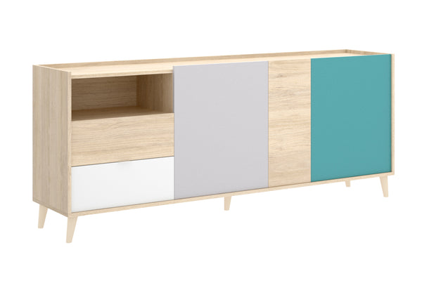 NOVAR 3 komód, 180x75x43, fehér/szürke/barna/zöld -  - 0