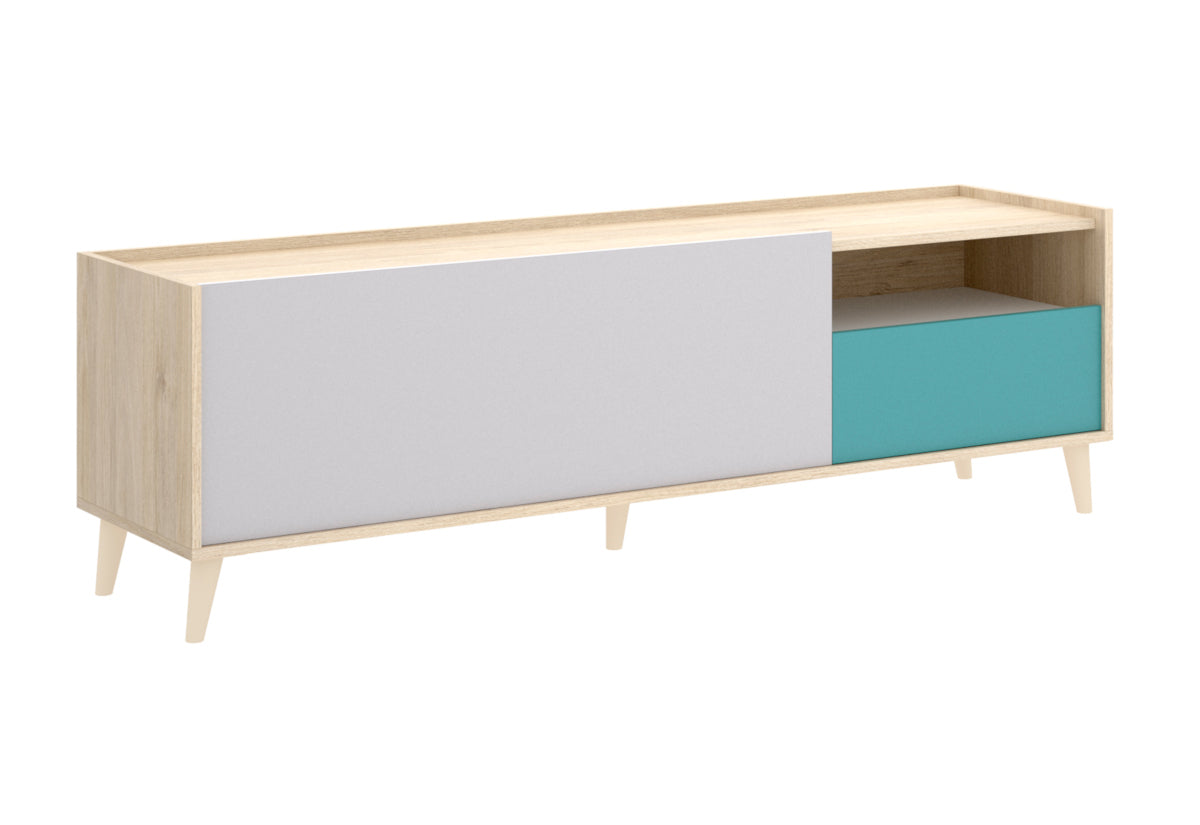 NOVAR TV asztal, 155x47x43, szürke/barna/zöld -  - 0