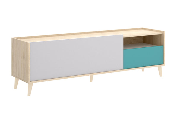 NOVAR TV asztal, 155x47x43, szürke/barna/zöld -  - 0