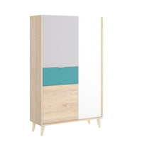 NOVAR magas komód, 81x137x43, fehér/szürke/barna/zöld -  - 0