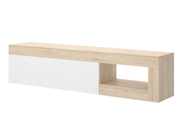 LEBON TV asztal, 204x48x42, barna/fehér fényes -  - 0