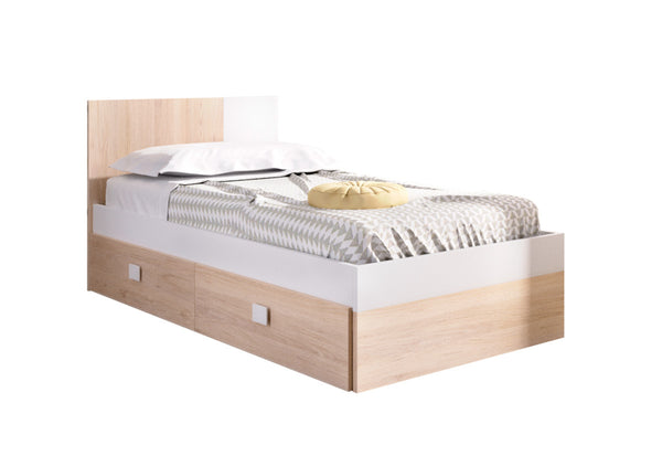 CAMA Gyerekágy tárolóval + ágyrács, 90x190, natúr/fehér -  - 0
