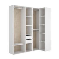 SUITA 3 nyitott sarok szekrény, 182,5x205x45, fehér/természetes -  - 0