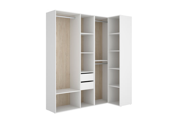 SUITA 3 nyitott sarok szekrény, 182,5x205x45, fehér/természetes -  - 0
