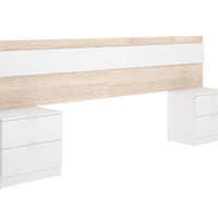 NIZA éjjeliszekrények fejtámlával, 248x96x34,2, fehér/természetes -  - 0