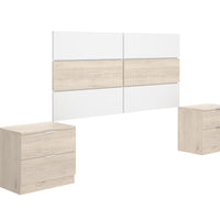 ASTRA éjjeliszekrények fejtámlával, 258,6x121,8x34,2, fehér/természetes -  - 0
