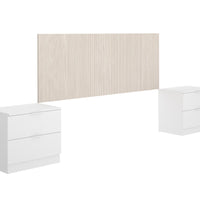 LUSA éjjeliszekrények fejtámlával, 258,6x106x34,2, természetes/fehér -  - 0