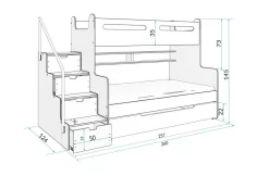 Patrová postel XAVER 3 + ÚP + matrace + rošt ZDARMA