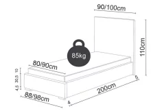 Jednolůžková čalouněná postel NASTY 4 + rošt + matrace, 90x200