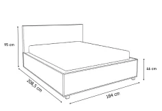 Manželská postel DOTA + rošt a deska s nočními stolky