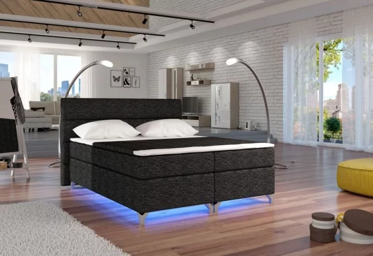 BASILIO kárpitozott ágy, LED világítással, 160x200 cm, berlin 01