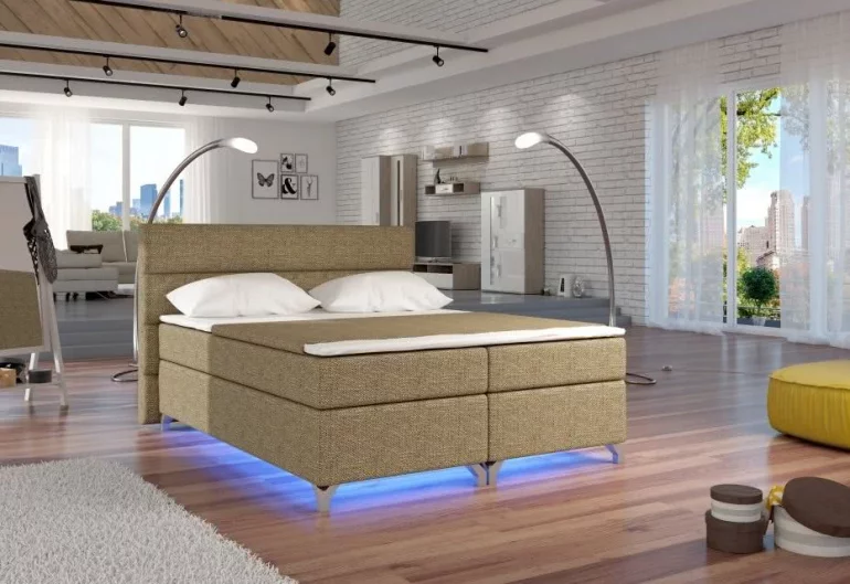 BASILIO kárpitozott ágy, LED világítással, 160x200 cm, berlin 03