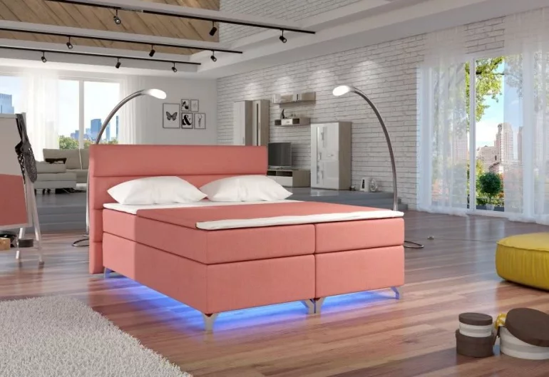 BASILIO kárpitozott ágy, LED világítással, 160x200 cm, ontario 75