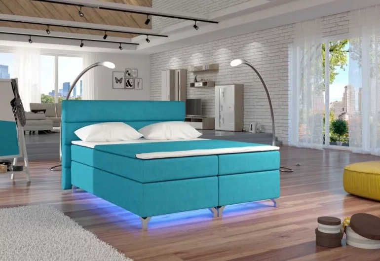 BASILIO kárpitozott ágy, LED világítással, 160x200 cm, orinoco85