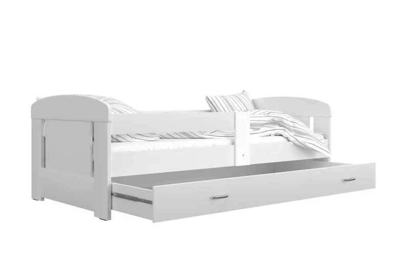 Dětská postel JAKUB P1 COLOR, 80x160 cm, ágyneműtartóval, fehér/fehér