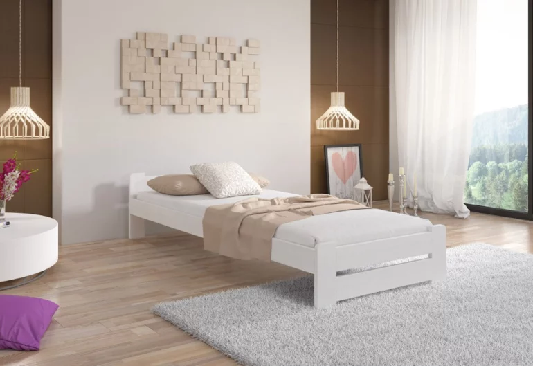 P/ HERA ágy matraccal és ágyráccsal AJÁNDÉK, 90x200 cm, fehér