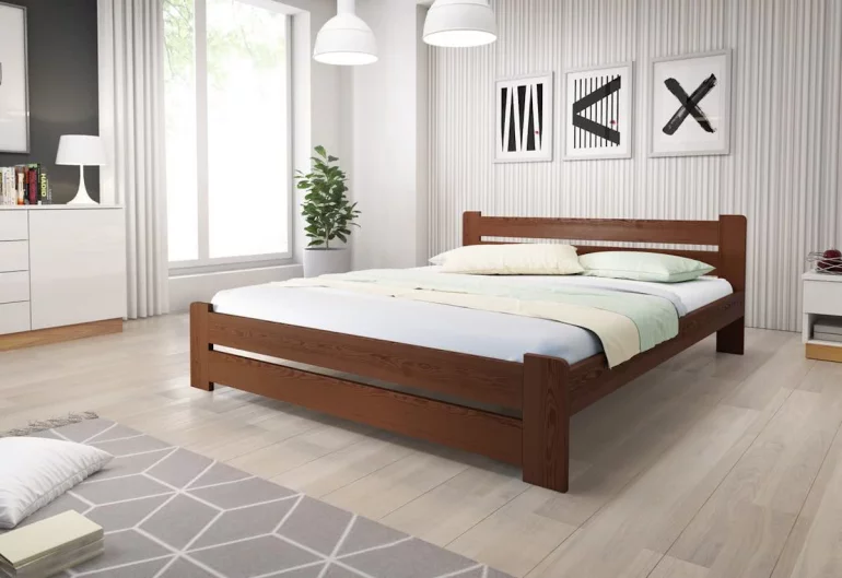 HEUREKA 2 tömörfa ágy + matrac + AJÁNDÉK ágyrács , 200x200 cm