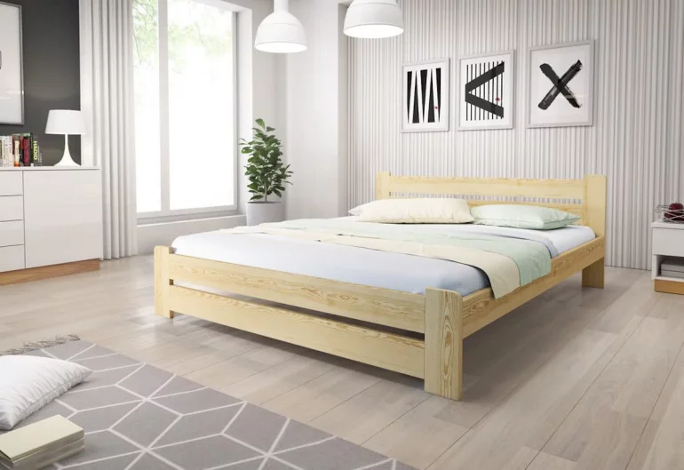 P/ HEUREKA ágy + MORAVIA matrac + ágyrács AJÁNDÉK, 160x200 cm, natúr-lakk