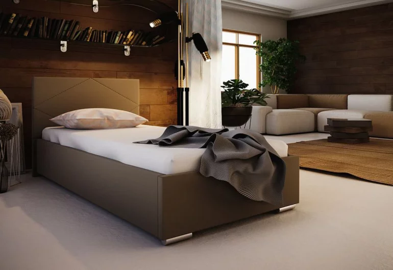 NASTY5 egyszemélyes kárpitozott ágy+ ágyrács+ matrac, 80x200cm