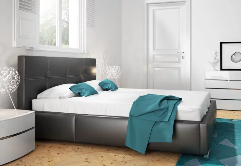 BUKY kárpitozott ágy matraccal, 140x200