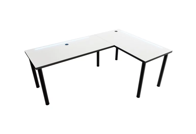 LOOK N sarok számítógépasztal LED, 200/135x73-76x65, fehér/fekete, jobb