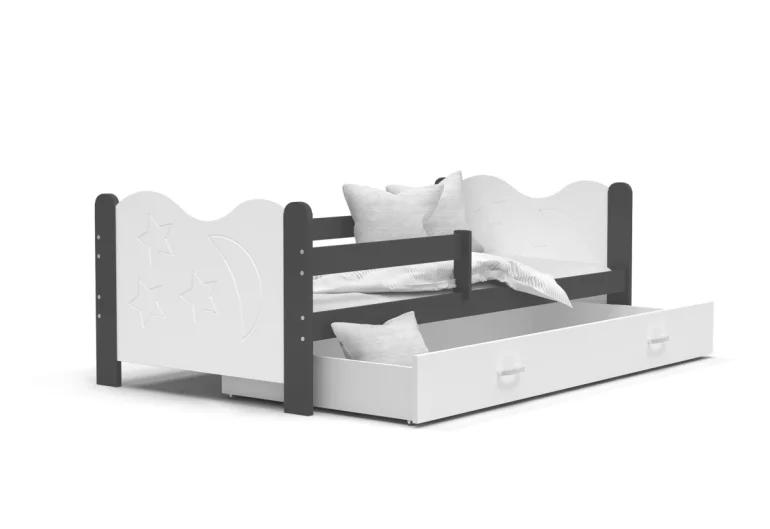 MICKEY P1 COLOR gyerekágy + AJÁNDÉK matrac + ágyrács, 160x80 cm, szürke/fehér