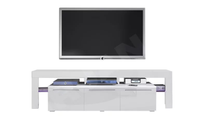 RTV BACON 150 Plus TV asztal, fehér/magasfényű fehér