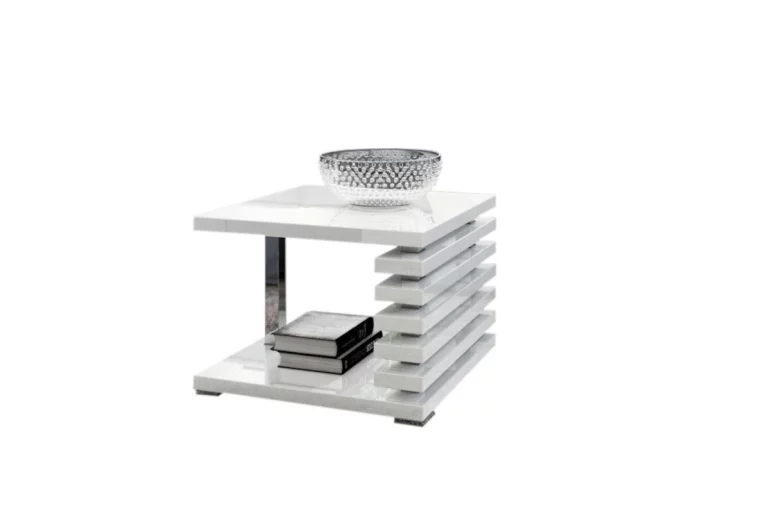 GUIDE dohányzóasztal, 60x44x60 cm, magasfényű fehér