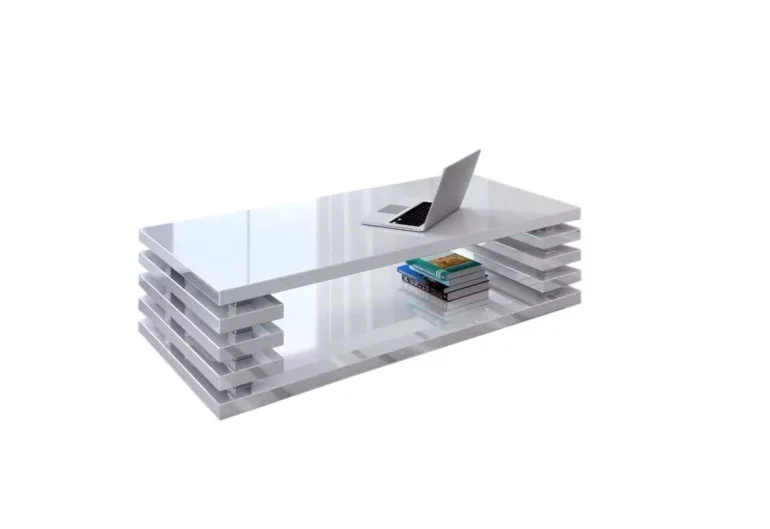 DOURO dohányzóasztal, 120x31x60 cm, magasfényű fehér