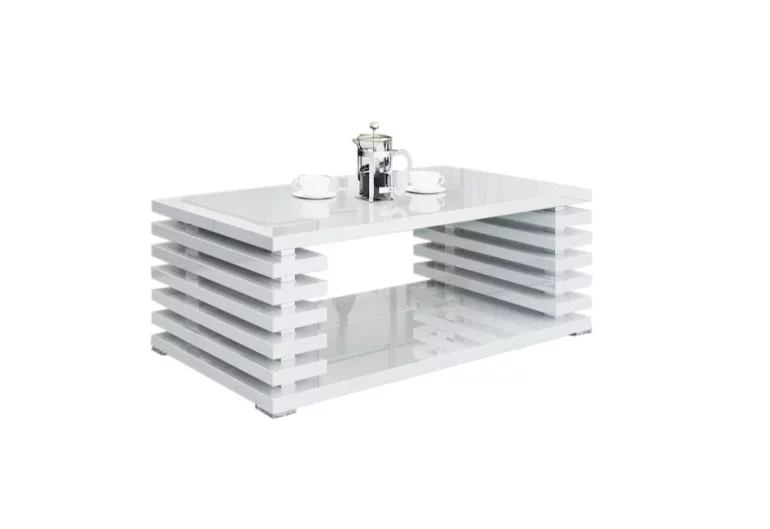 DOURO dohányzóasztal, 120x44x60 cm, magasfényű fehér
