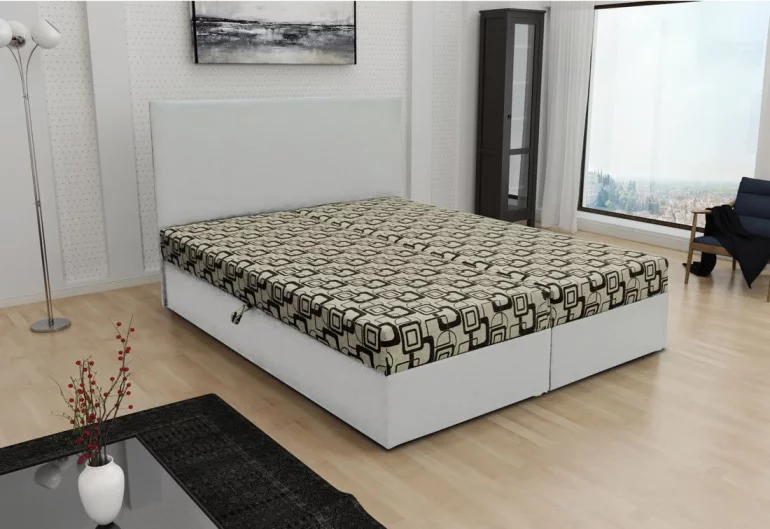 Manželská postel THOMAS včetně matrace, 160x200, Dolaro 511 bílý/Siena 555