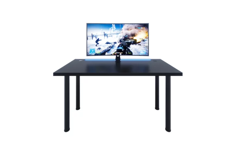 CODE X2 Számítógépasztal + LED, 135x73-76x65, fekete/fekete lábak