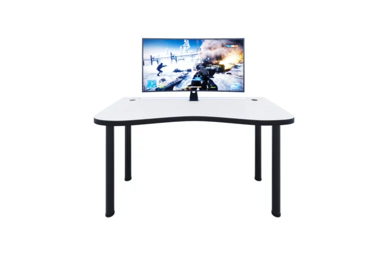 CODE Y2 Számítógépasztal + LED, 135x73-76x65, fehér/fekete lábak