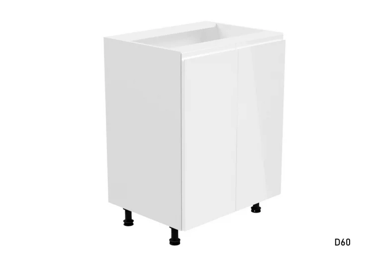 YARD D60 kétajtós alsó konyhaszekrény, 60x82x47, fehér/szürke magasfényű