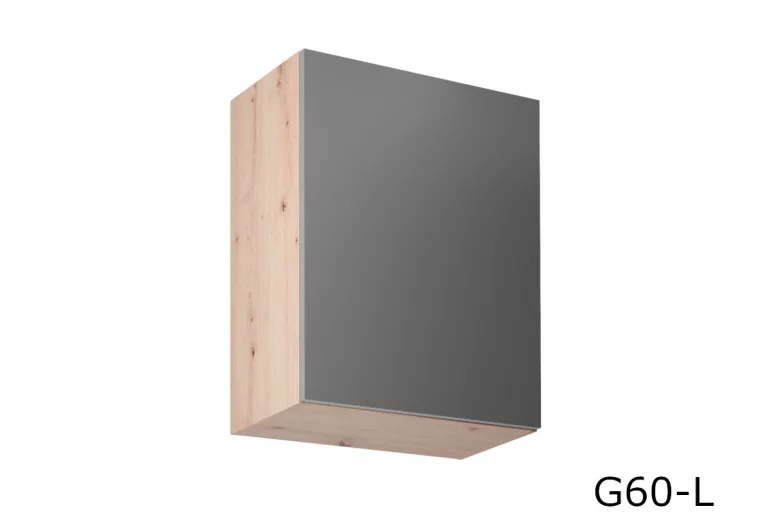 GLENA G60L felső keskeny konyhaszekrény, 60x72x32, kézműves tölgy/szürke, balos
