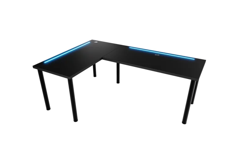 LOOK N sarok számítógépasztal LED, 200/135x73-76x65, fekete, bal